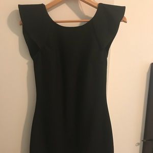 Black fitted open back dress